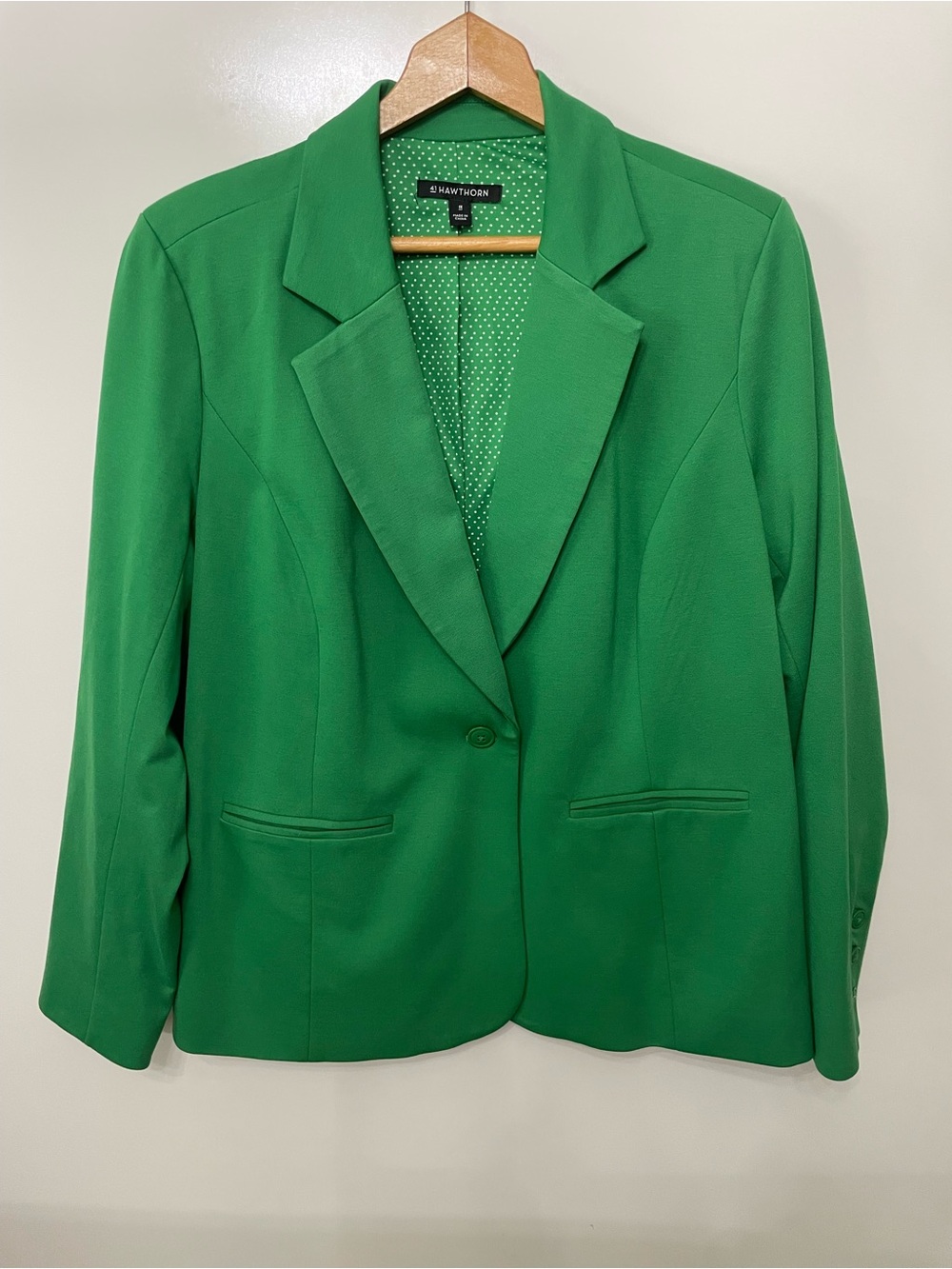 41 Hawthorne Kelly Green Blazer Suit Jacket Womens 1X Preppy Modern Old Money